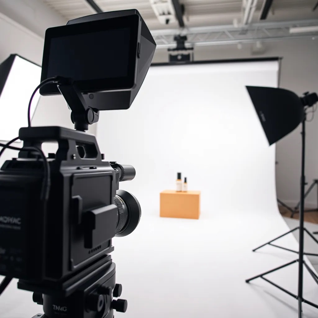 Amazon listing and demo video — a product filmed on a lit studio set