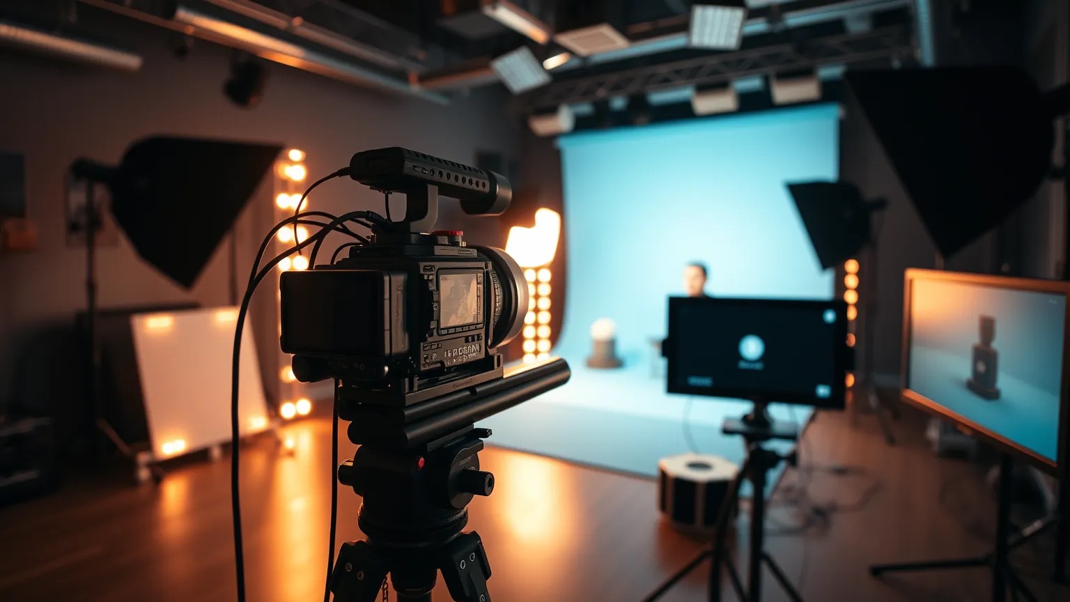 Amazon product video shoot in Delhi — a cinema camera filming a product on a lit studio set