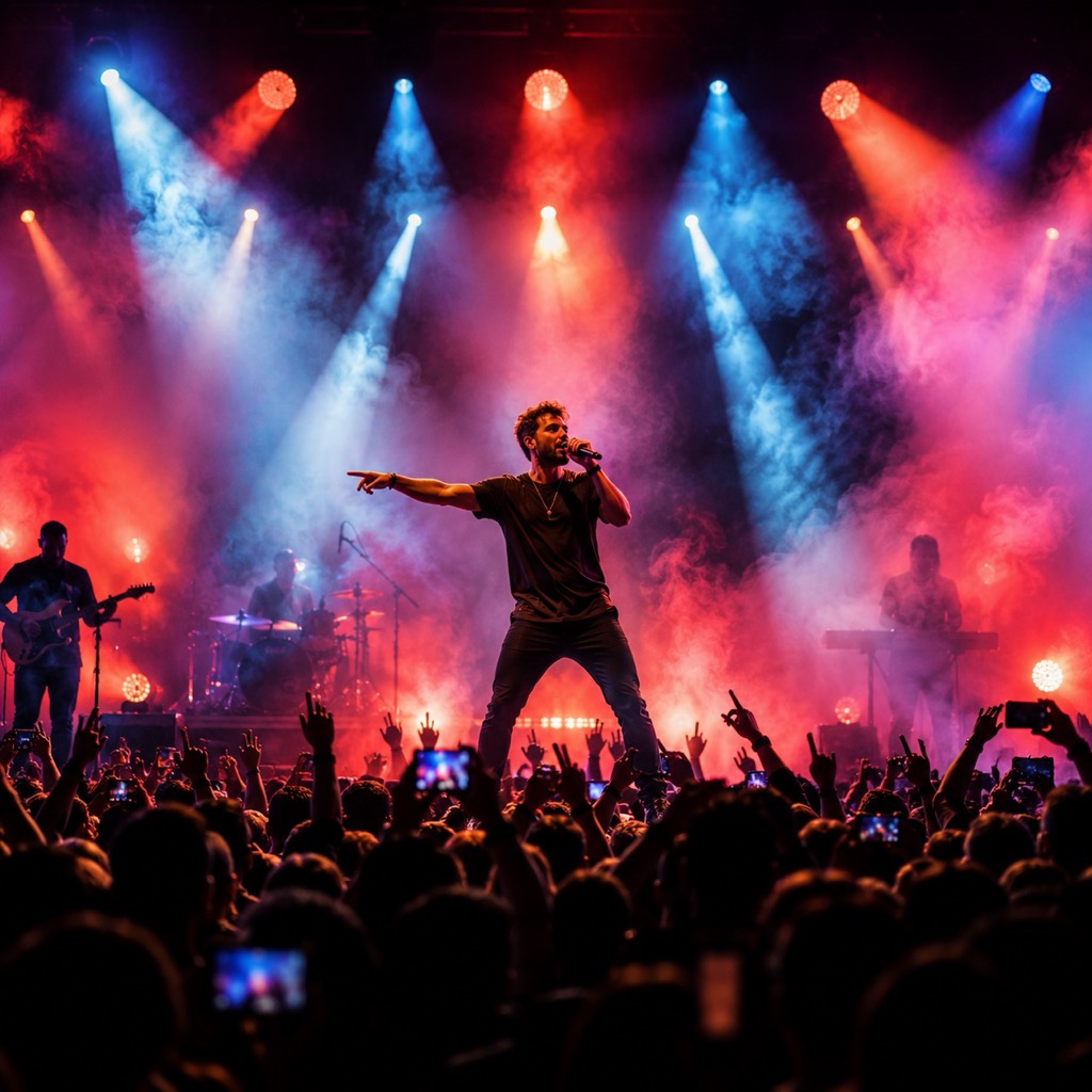 Concert and stage photography — a live performance under dramatic concert lighting
