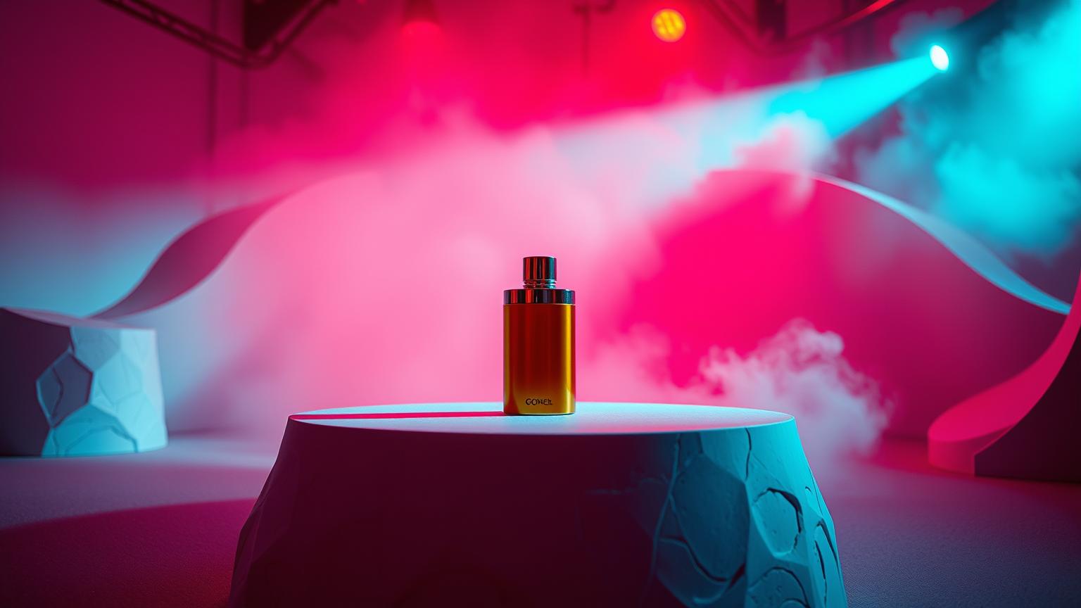 Creative product photography studio in Delhi — a product on an art-directed set with dramatic gel lighting