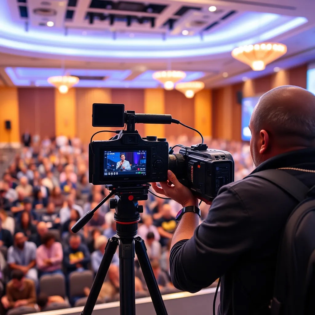 Event video production in Delhi — a videographer filming a live corporate event