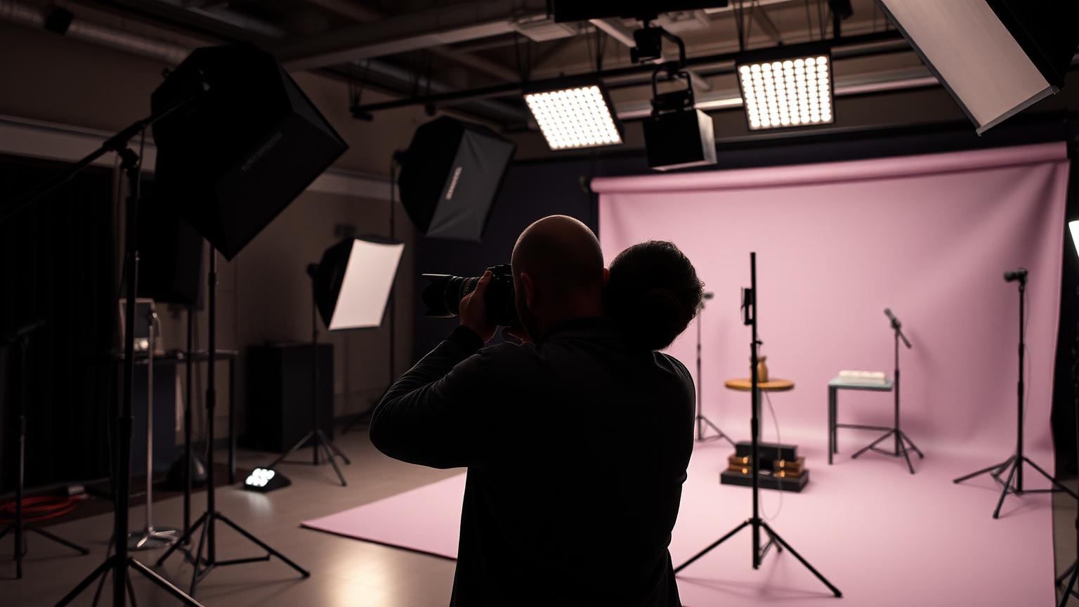 Black Dot commercial photography studio in Delhi — a photographer shooting under studio strobes and softboxes